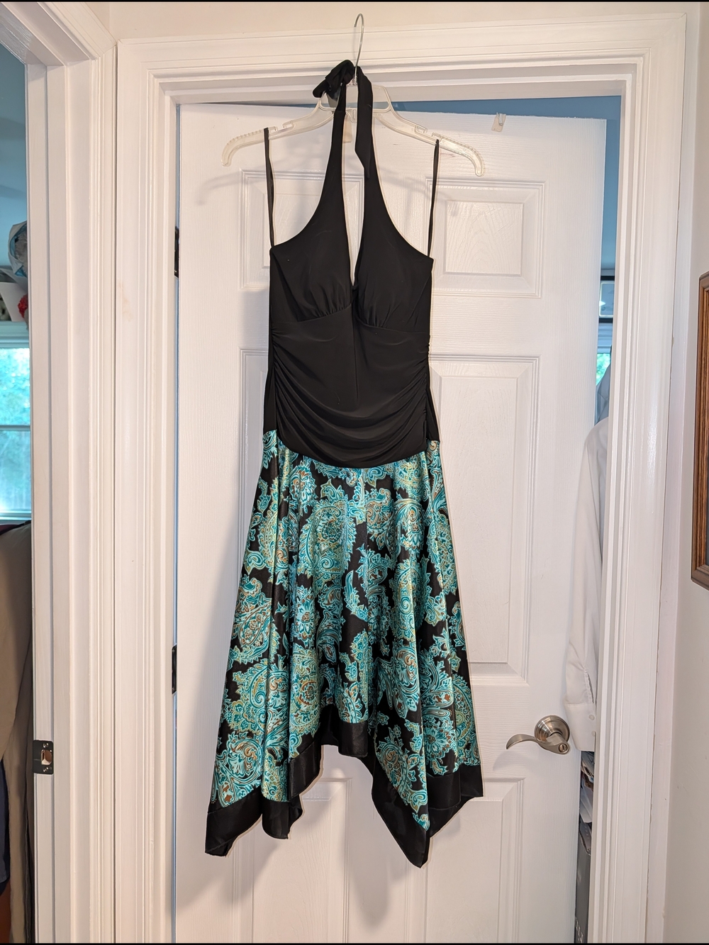 J.B.S. Black Halter Dress with Teal Paisley Skirt